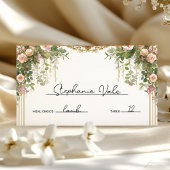 ヴィンテージエレガントフローラアーチ庭園の結婚式 プレイスカード