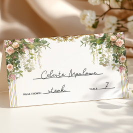 ヴィンテージエレガントフローラアーチ庭園の結婚式 プレイスカード