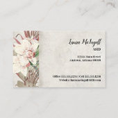 ヴィンテージエレガントフローラオーキッドグリーンリーフリージアート 名刺 (裏面)
