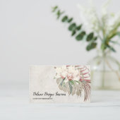 ヴィンテージエレガントフローラオーキッドグリーンリーフリージアート 名刺 (スタンド正面)