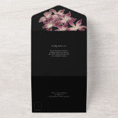 ヴィンテージエレガントフローラオーキッドパープルブラック結婚ズ オールインワン招待状 (外側)