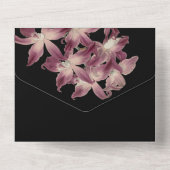 ヴィンテージエレガントフローラオーキッドパープルブラック結婚ズ オールインワン招待状 (裏面)