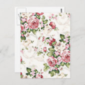 ヴィンテージエレガントフローラコテージクリームバラ ポストカード (正面/裏面)