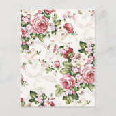 ヴィンテージエレガントフローラコテージクリームバラ ポストカード (正面)