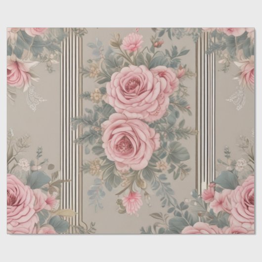ヴィンテージエレガントフローラシャビーシック ラッピングペーパー (フラット)