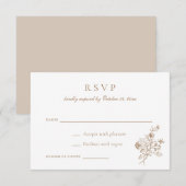 ヴィンテージエレガントフローラスクリプト金ゴールドウェディングRSVP 招待状 (正面/裏面)