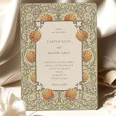 ヴィンテージエレガントフローラセージとコーラル結婚ズ 招待状