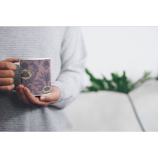 ヴィンテージエレガントフローラダマスクパターン コーヒーマグカップ