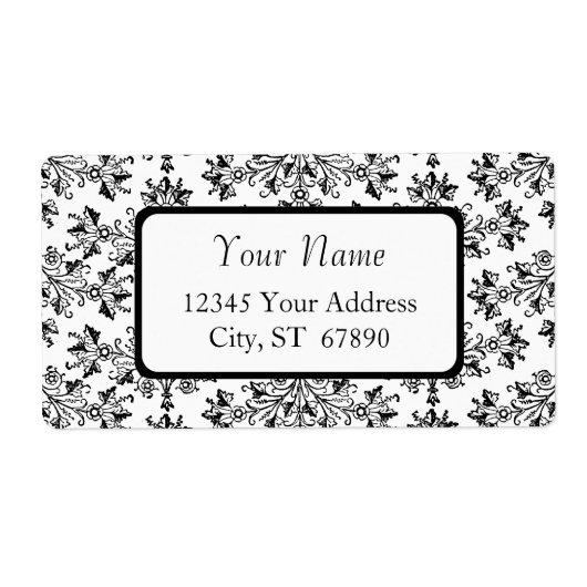 ヴィンテージエレガントフローラダマスク住所 シール (正面)