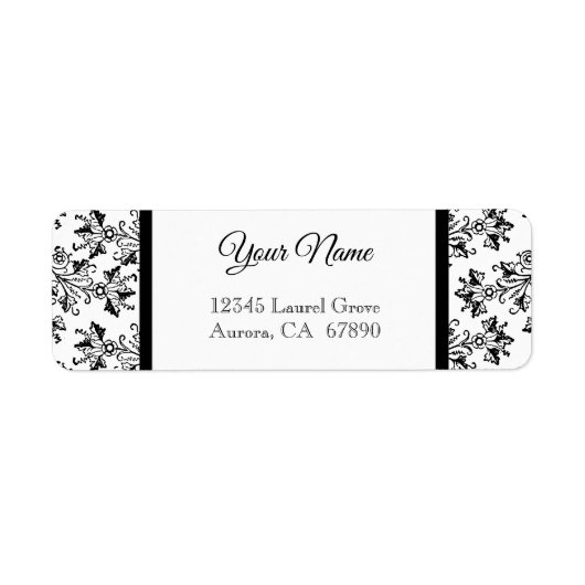ヴィンテージエレガントフローラダマスク差出人住所ラベル ラベル (正面)
