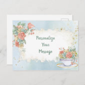 ヴィンテージエレガントフローラティーカップパーソナライズされた ポストカード (正面/裏面)