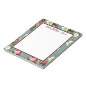 ヴィンテージエレガントフローラティール(緑がかった色)マルーンパーソナライズされた ノートパッド (回転)