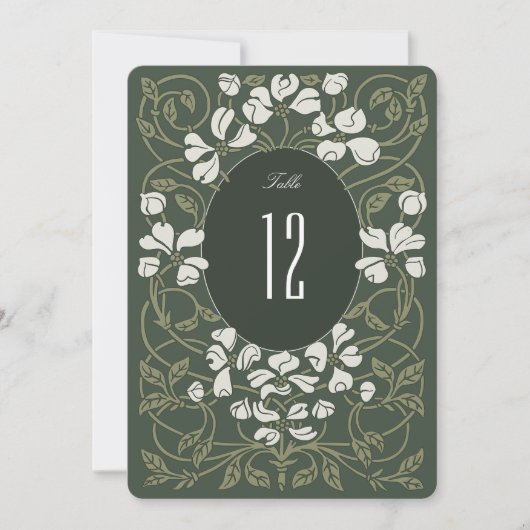 ヴィンテージエレガントフローラテーブル番号カード 招待状 (正面)