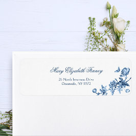 ヴィンテージエレガントフローラトイルブルー ラベル