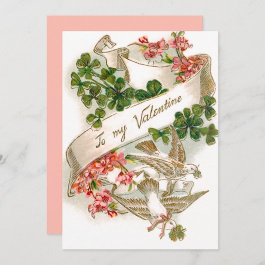 ヴィンテージエレガントフローラバレンタインデー シーズンカード (正面/裏面)