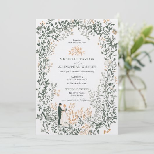 ヴィンテージエレガントフローラビクトリアン充填剤 招待状 (スタンド正面)