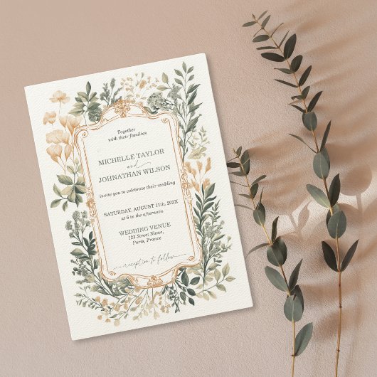 ヴィンテージエレガントフローラビクトリアン充填剤 招待状