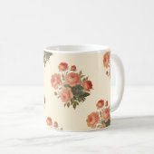 ヴィンテージエレガントフローラピンクペオニーエレガント コーヒーマグカップ (正面右)