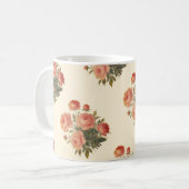 ヴィンテージエレガントフローラピンクペオニーエレガント コーヒーマグカップ (正面左)