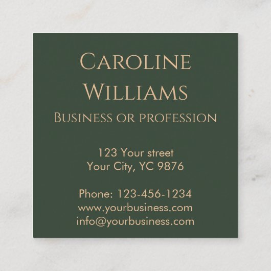 ヴィンテージエレガントフローラピンク緑モノグラム スクエア名刺 (裏面)