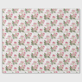 ヴィンテージエレガントフローラピンク色の花 ラッピングペーパー (フラット)