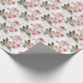 ヴィンテージエレガントフローラピンク色の花 ラッピングペーパー (角)