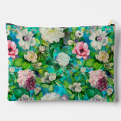 ヴィンテージエレガントフローラピンク花ブルーモノグラム アクセサリーポーチ (裏面)