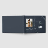 ヴィンテージエレガントフローラフォトティール（緑がかった色）ミント ゲストブック (全面)