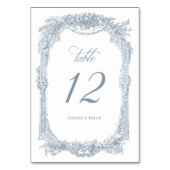 ヴィンテージエレガントフローラフレームほこりブルー結婚ズ テーブルナンバー (裏面)