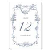 ヴィンテージエレガントフローラフレームほこりブルー結婚ズ テーブルナンバー (裏面)