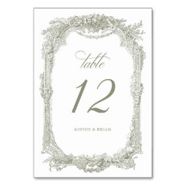 ヴィンテージエレガントフローラフレームオーナメント結婚Sage テーブルナンバー