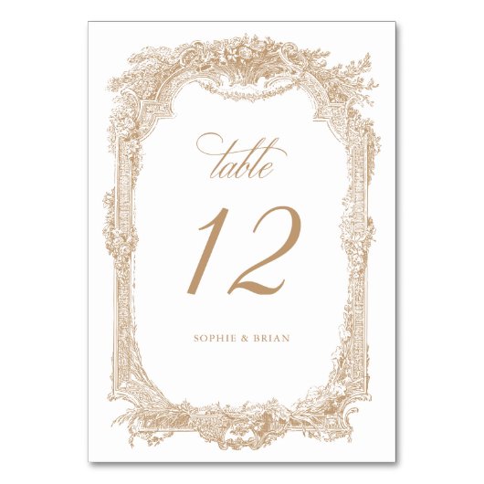 ヴィンテージエレガントフローラフレーム結婚オーナメント テーブルナンバー (正面)