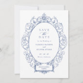 ヴィンテージエレガントフローラフレー救ム日付 招待状 (正面)