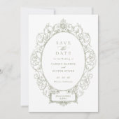 ヴィンテージエレガントフローラフレー救ム日付 招待状 (正面)