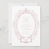 ヴィンテージエレガントフローラフレー救ム日付 招待状 (正面)