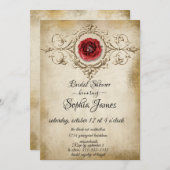 ヴィンテージエレガントフローラブライダルシャワーへの招待 招待状 (正面/裏面)