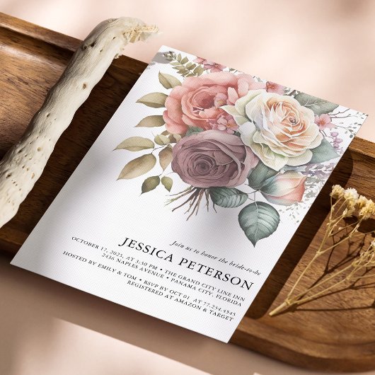 ヴィンテージエレガントフローラブライダルシャワー招待 招待状