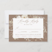 ヴィンテージエレガントフローラブラウンミール結婚チョイス 出欠カード (正面)