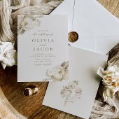 ヴィンテージエレガントフローラブーケ結婚クリーム 招待状