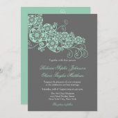ヴィンテージエレガントフローラペイズリーボホウェディングアクト 招待状 (正面/裏面)