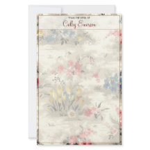 ヴィンテージエレガントフローラボタニカルブルゴーニュ文字