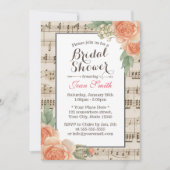 ヴィンテージエレガントフローラミュージカルブライダルシャワー 招待状 (正面)