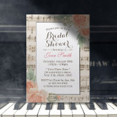 ヴィンテージエレガントフローラミュージカルブライダルシャワー 招待状