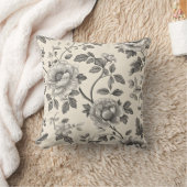 ヴィンテージエレガントフローラモノクロパターン クッション (ブランケット)