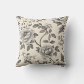 ヴィンテージエレガントフローラモノクロパターン クッション (裏面)