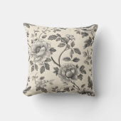 ヴィンテージエレガントフローラモノクロパターン クッション (正面)