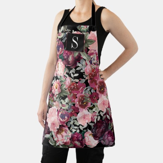 ヴィンテージエレガントフローラモノグラムの牡丹 エプロン (インサイチュ)
