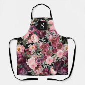 ヴィンテージエレガントフローラモノグラムの牡丹 エプロン (正面)