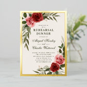 ヴィンテージエレガントフローラリハーサル夕食 箔招待状 (立ち正面)