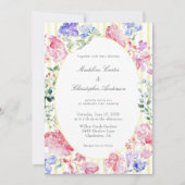 ヴィンテージエレガントフローラリージェンシー結婚エラズ 招待状 (正面)